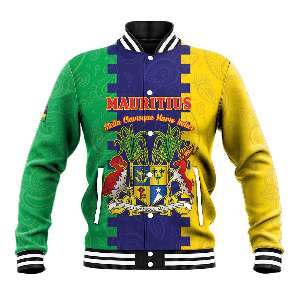 Personalised Republique de Maurice Baseball Jacket Stella Clavisque Maris Indici