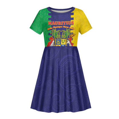 Personalised Republique de Maurice Kid Short Sleeve Dress Stella Clavisque Maris Indici