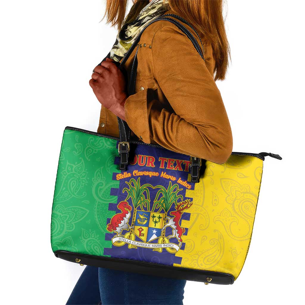 Personalised Republique de Maurice Leather Tote Bag Stella Clavisque Maris Indici