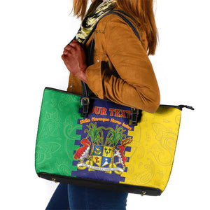 Personalised Republique de Maurice Leather Tote Bag Stella Clavisque Maris Indici