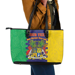 Personalised Republique de Maurice Leather Tote Bag Stella Clavisque Maris Indici