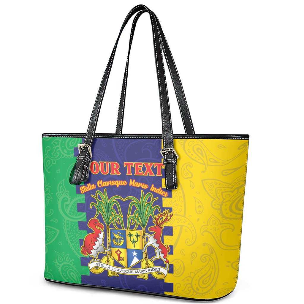 Personalised Republique de Maurice Leather Tote Bag Stella Clavisque Maris Indici