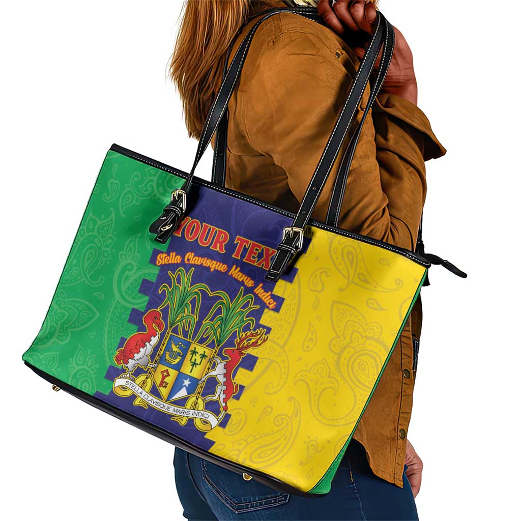 Personalised Republique de Maurice Leather Tote Bag Stella Clavisque Maris Indici