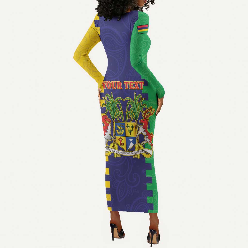 Personalised Republique de Maurice Long Sleeve Bodycon Dress Stella Clavisque Maris Indici LT15