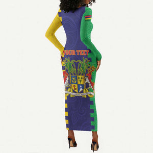 Personalised Republique de Maurice Long Sleeve Bodycon Dress Stella Clavisque Maris Indici LT15