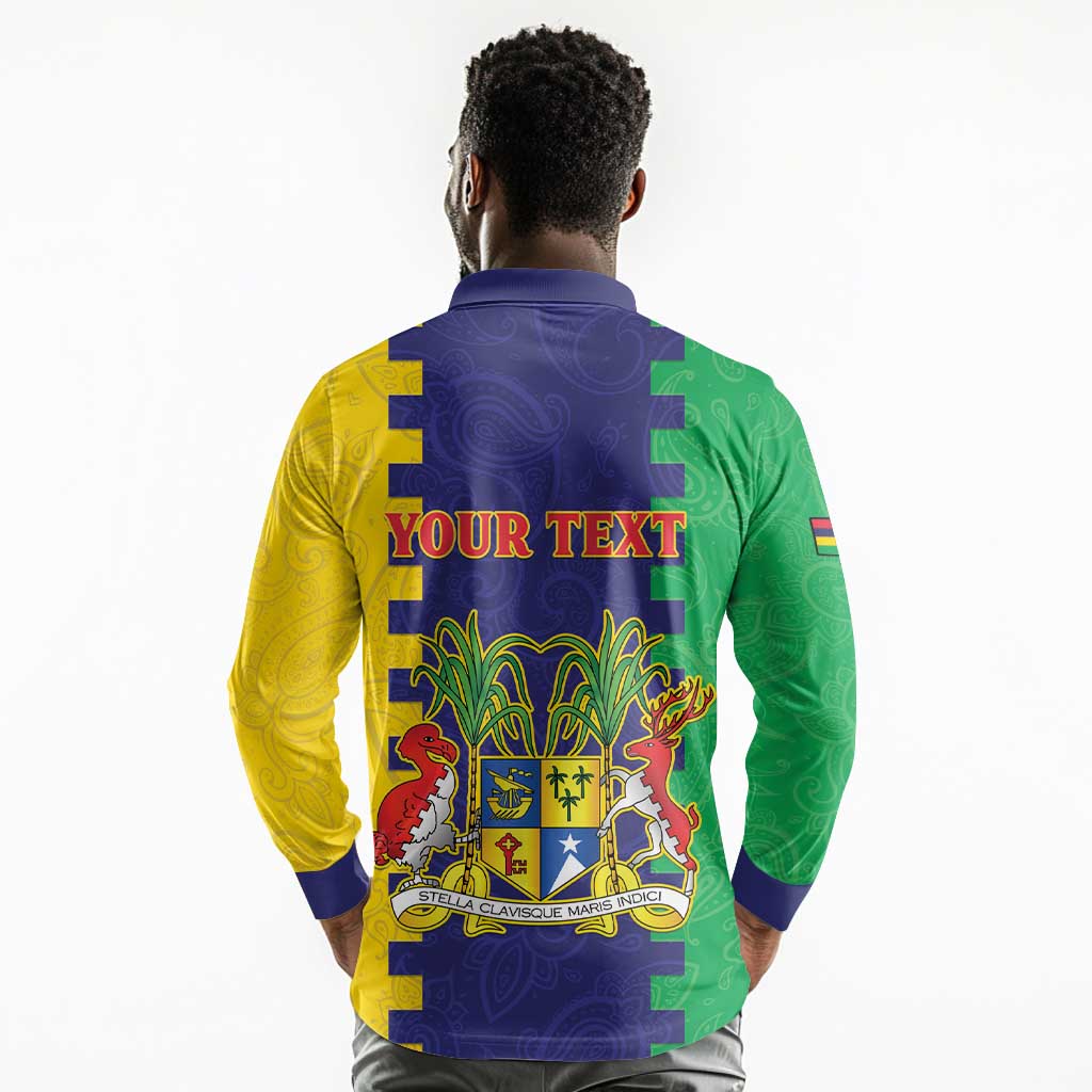 Personalised Republique de Maurice Long Sleeve Polo Shirt Stella Clavisque Maris Indici