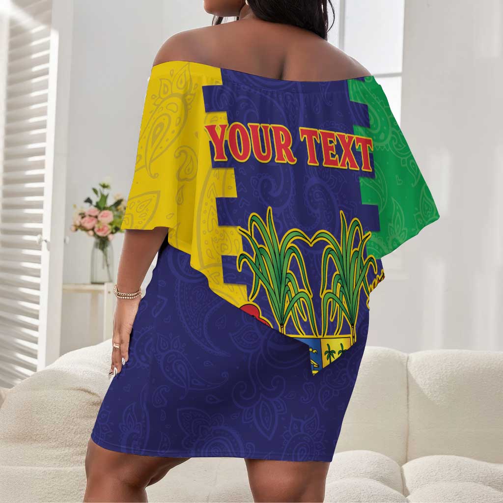 Personalised Republique de Maurice Off Shoulder Short Dress Stella Clavisque Maris Indici