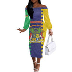 Personalised Republique de Maurice Off The Shoulder Long Sleeve Dress Stella Clavisque Maris Indici