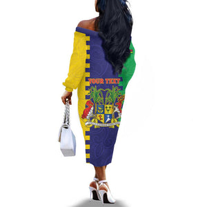 Personalised Republique de Maurice Off The Shoulder Long Sleeve Dress Stella Clavisque Maris Indici