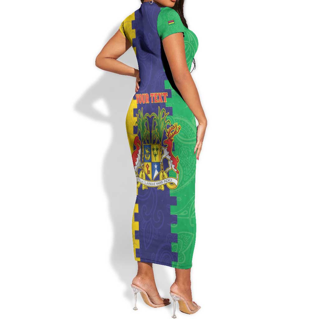 Personalised Republique de Maurice Short Sleeve Bodycon Dress Stella Clavisque Maris Indici LT15