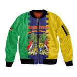 Personalised Republique de Maurice Sleeve Zip Bomber Jacket Stella Clavisque Maris Indici