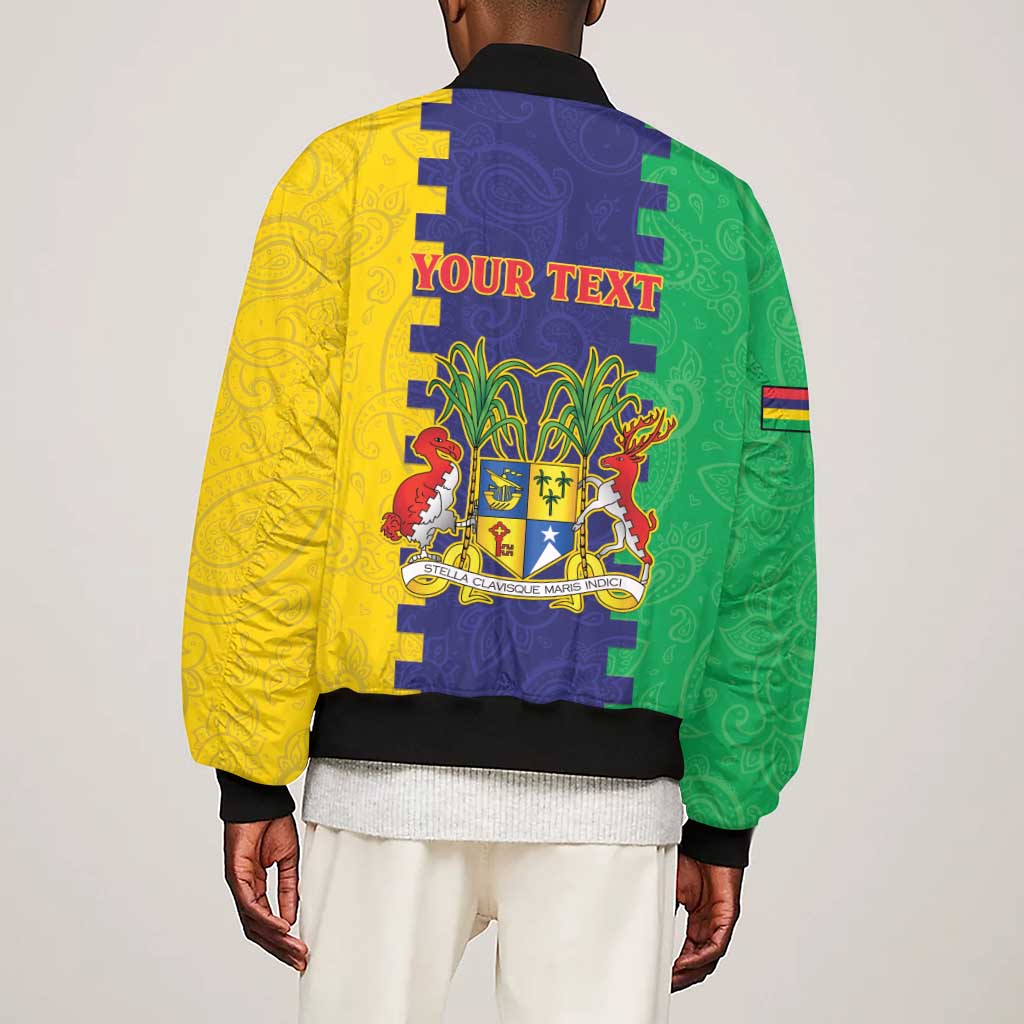 Personalised Republique de Maurice Sleeve Zip Bomber Jacket Stella Clavisque Maris Indici