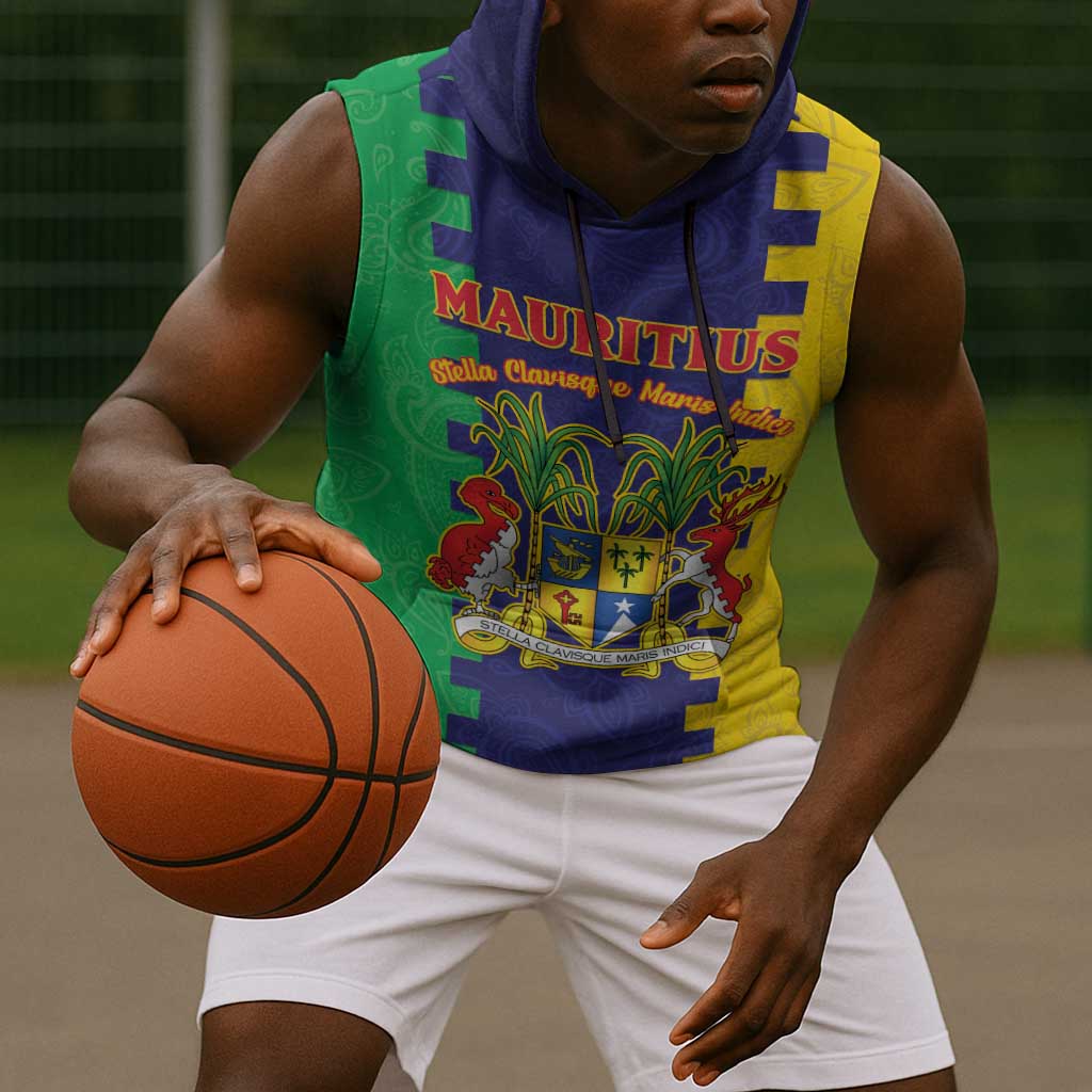 Personalised Republique de Maurice Sleeveless Hoodie Stella Clavisque Maris Indici - African Pride