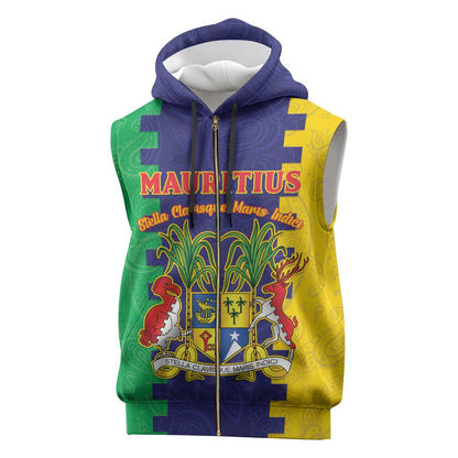 Personalised Republique de Maurice Sleeveless Zip Hoodie Stella Clavisque Maris Indici - African Pride