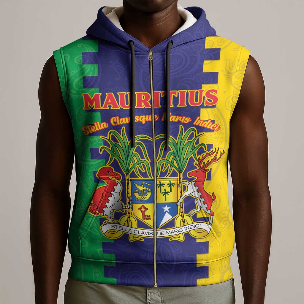 Personalised Republique de Maurice Sleeveless Zip Hoodie Stella Clavisque Maris Indici - African Pride