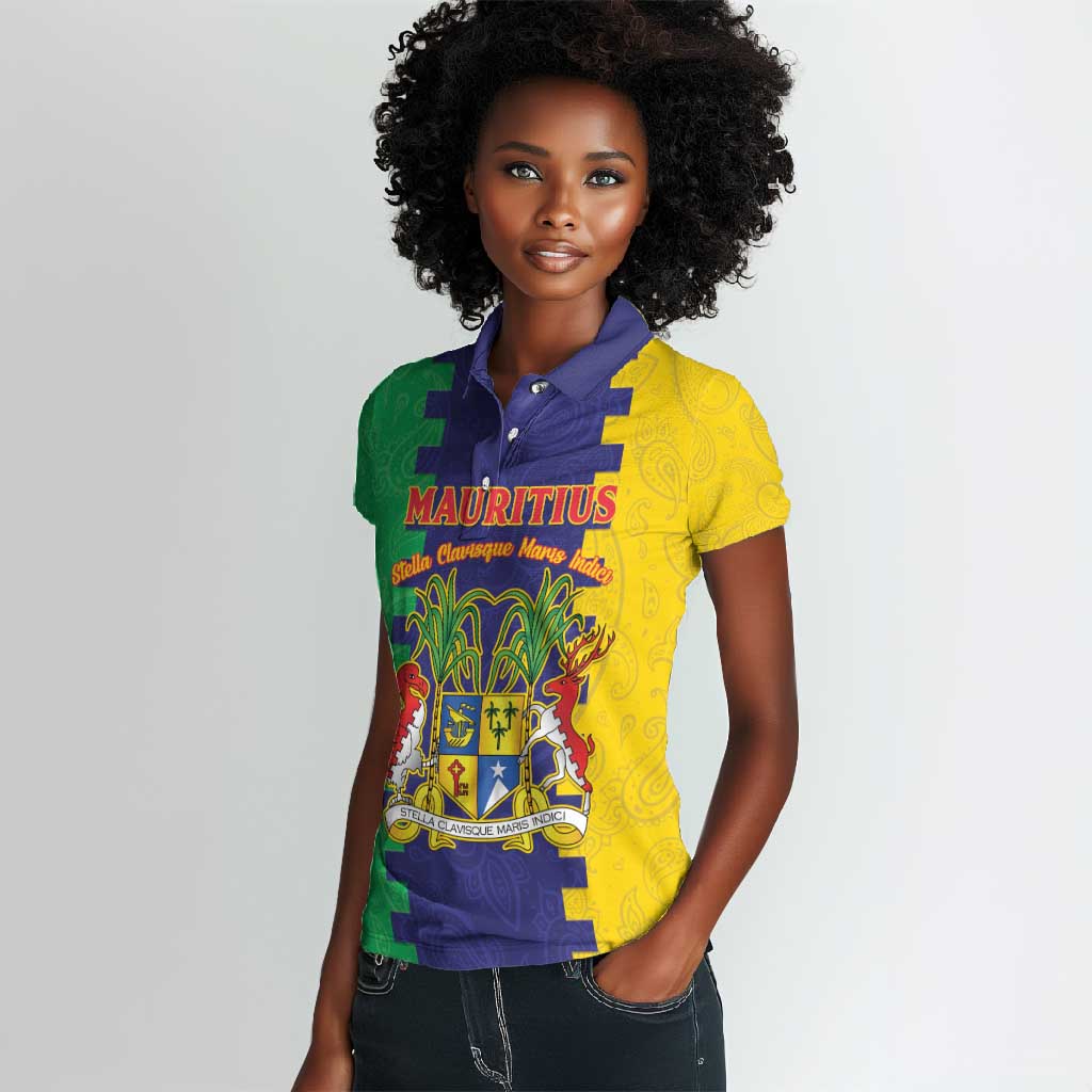 Personalised Republique de Maurice Women Polo Shirt Stella Clavisque Maris Indici