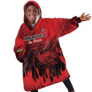 Personalised Mauritius Football Kid Wearable Blanket Hoodie Go Les Dodos Go
