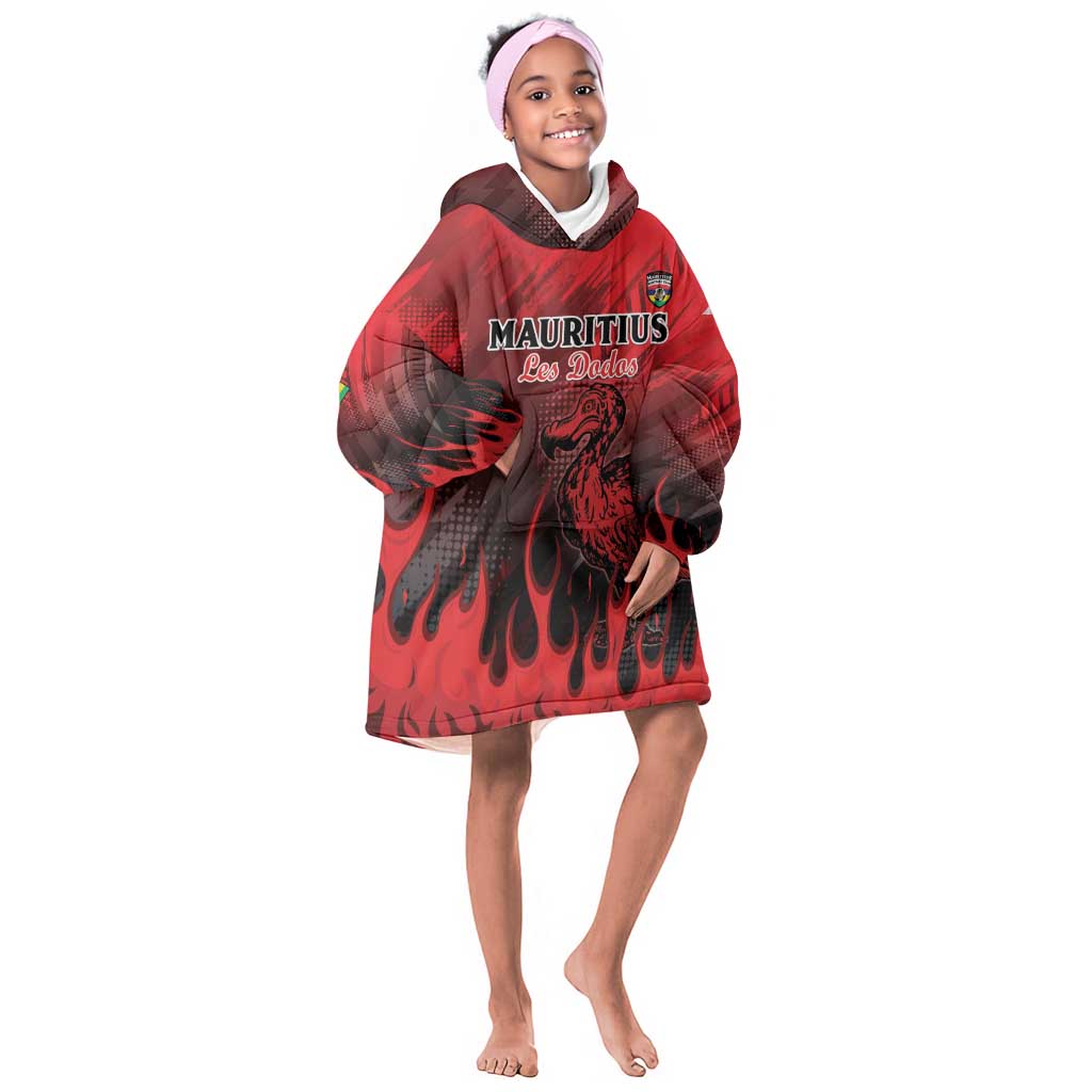 Personalised Mauritius Football Kid Wearable Blanket Hoodie Go Les Dodos Go