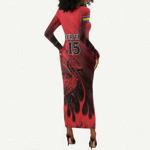 Personalised Mauritius Football Long Sleeve Bodycon Dress Go Les Dodos Go LT15