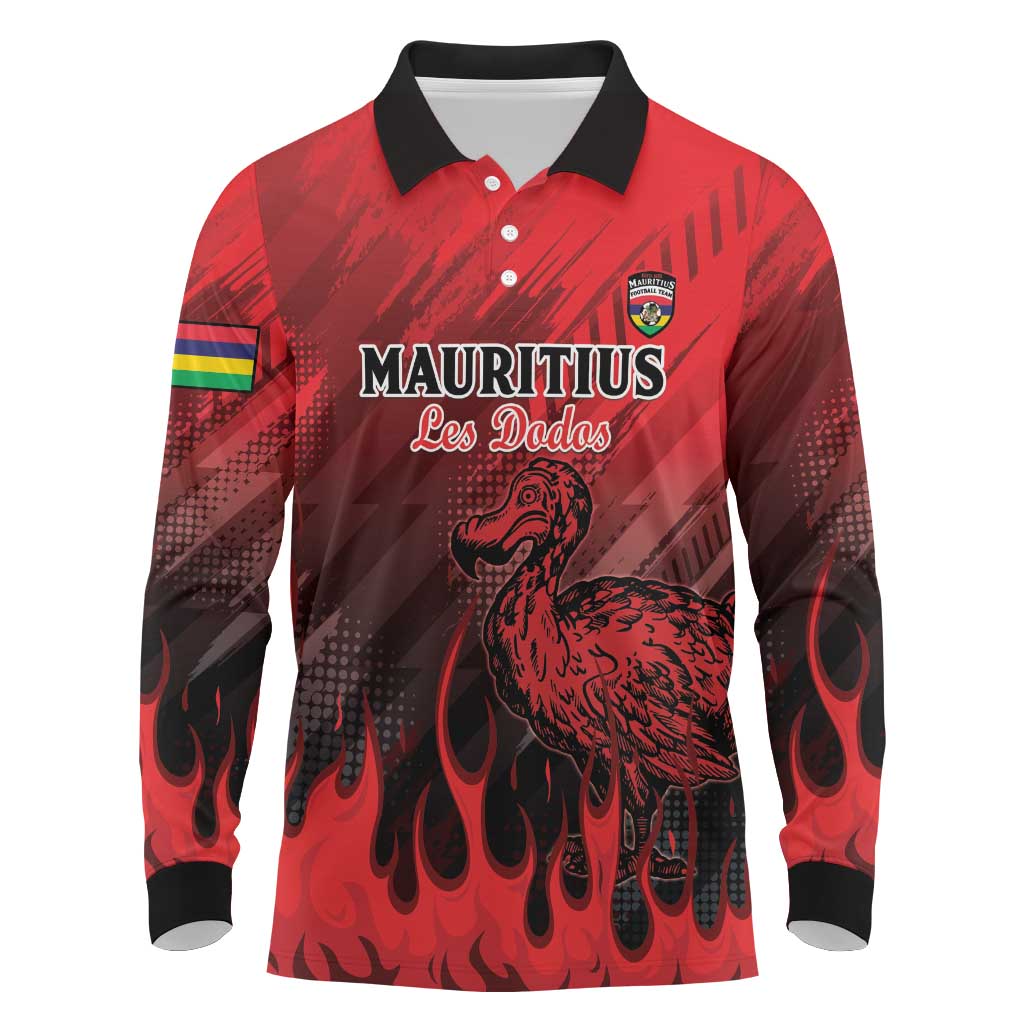 Personalised Mauritius Football Long Sleeve Polo Shirt Go Les Dodos Go