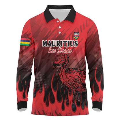 Personalised Mauritius Football Long Sleeve Polo Shirt Go Les Dodos Go