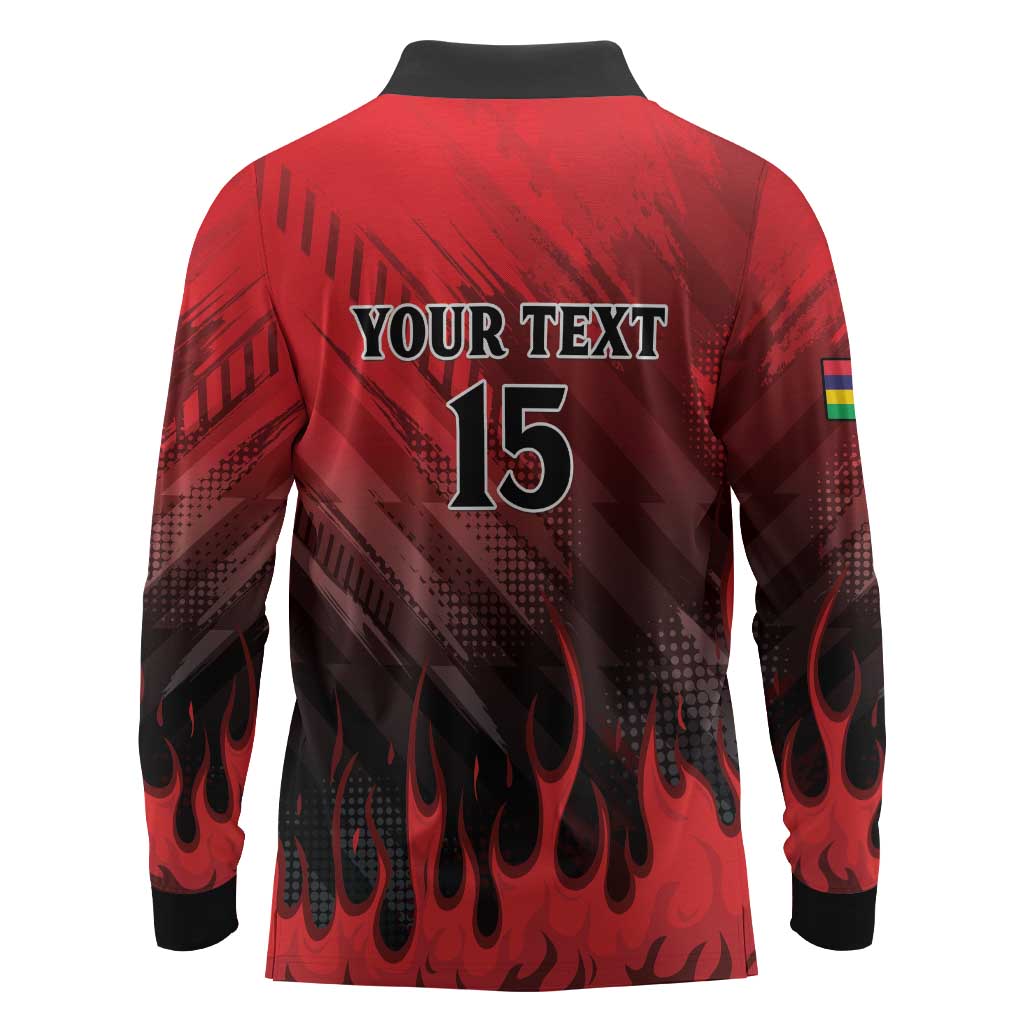 Personalised Mauritius Football Long Sleeve Polo Shirt Go Les Dodos Go