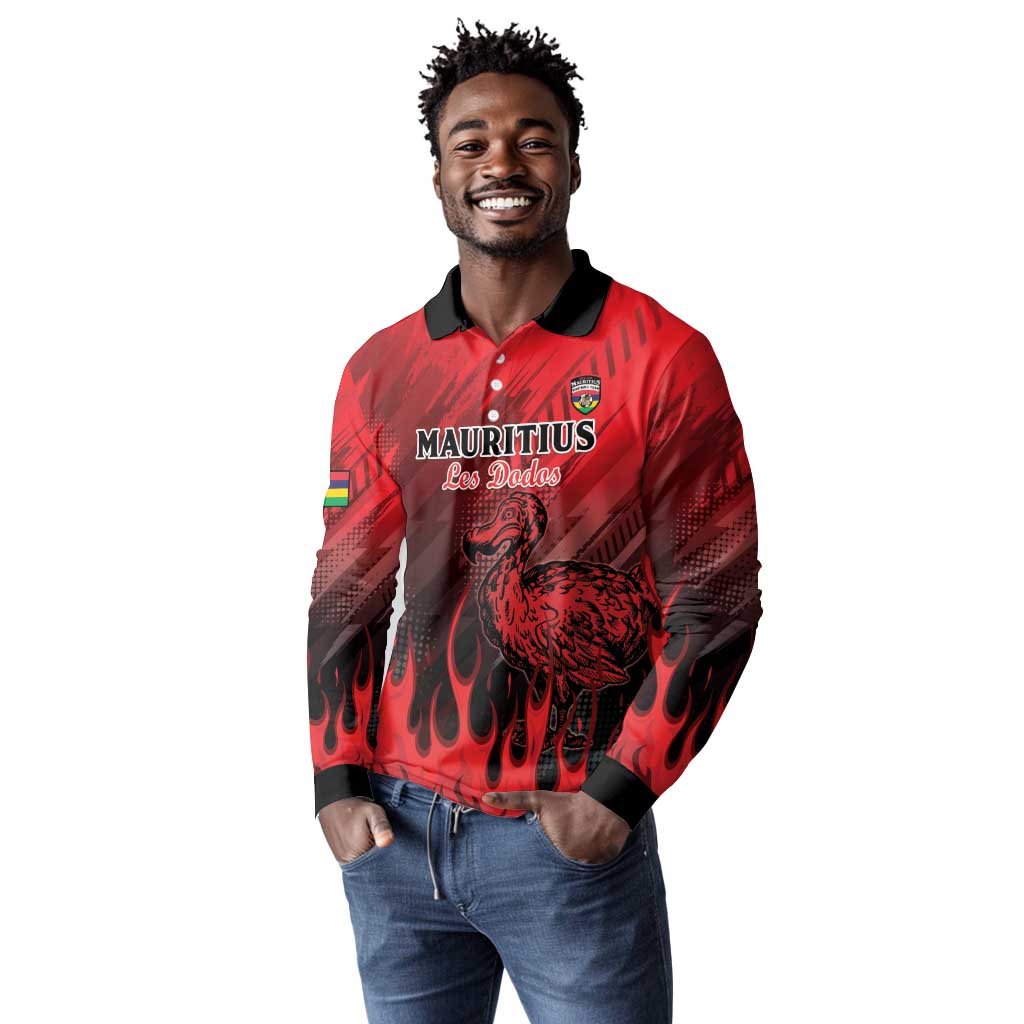 Personalised Mauritius Football Long Sleeve Polo Shirt Go Les Dodos Go