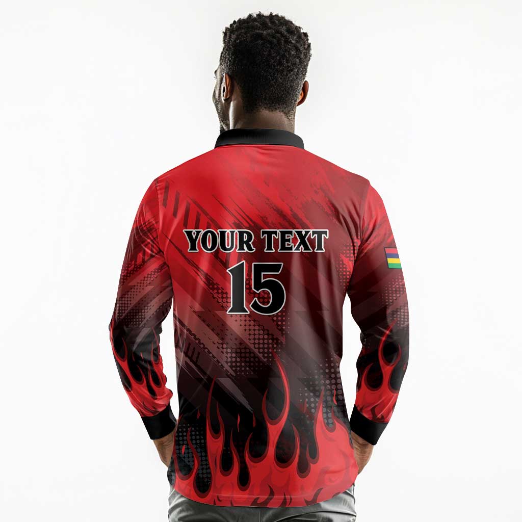 Personalised Mauritius Football Long Sleeve Polo Shirt Go Les Dodos Go