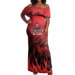 Personalised Mauritius Football Off Shoulder Maxi Dress Go Les Dodos Go