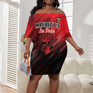 Personalised Mauritius Football Off Shoulder Short Dress Go Les Dodos Go