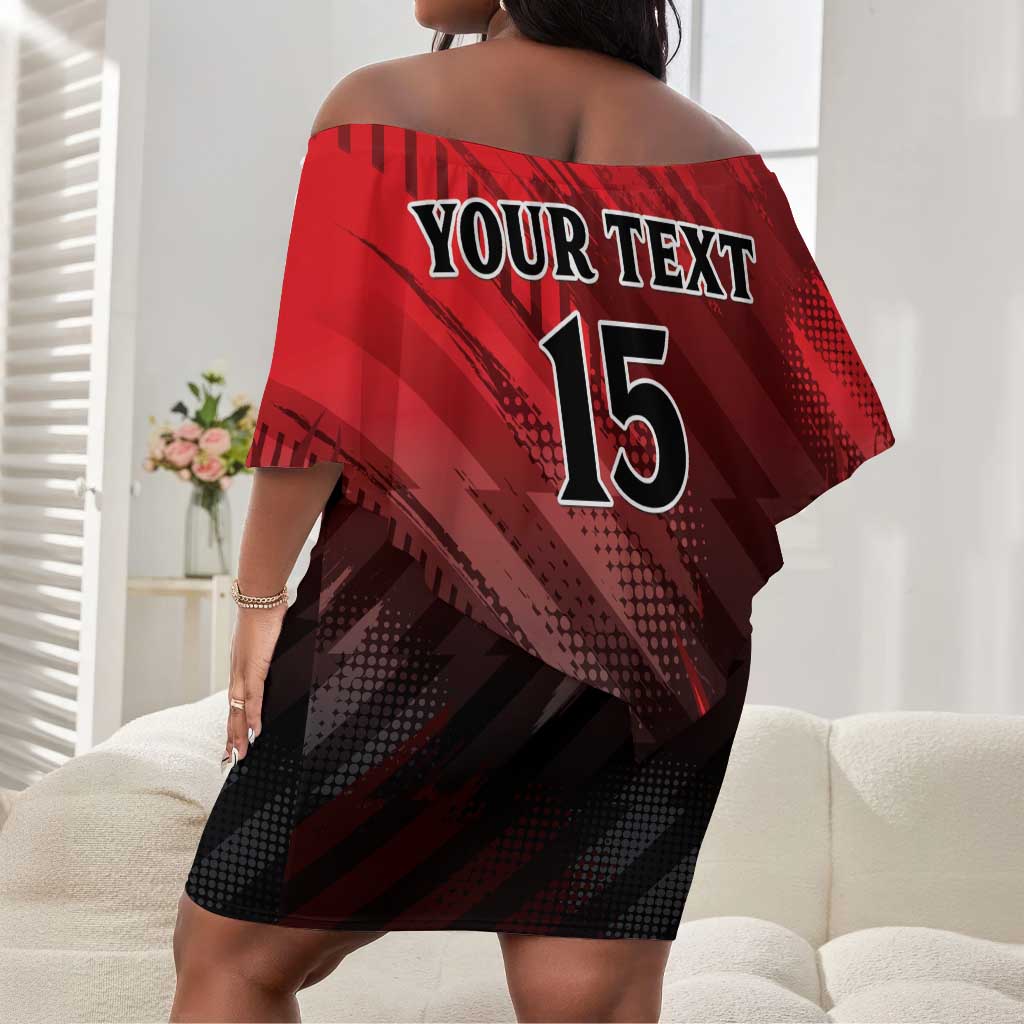 Personalised Mauritius Football Off Shoulder Short Dress Go Les Dodos Go