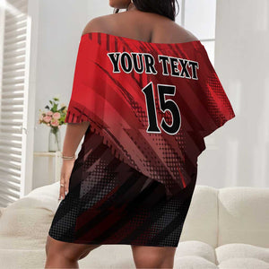 Personalised Mauritius Football Off Shoulder Short Dress Go Les Dodos Go
