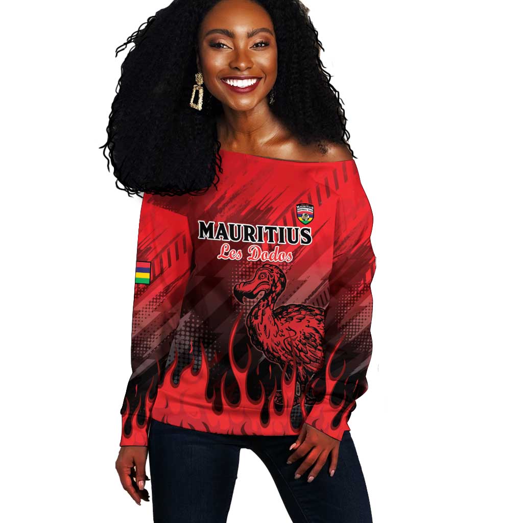 Personalised Mauritius Football Off Shoulder Sweater Go Les Dodos Go