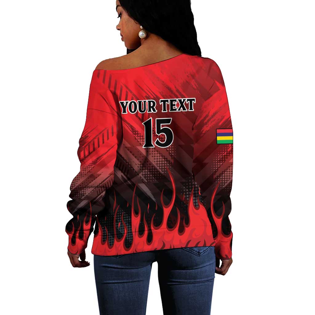Personalised Mauritius Football Off Shoulder Sweater Go Les Dodos Go