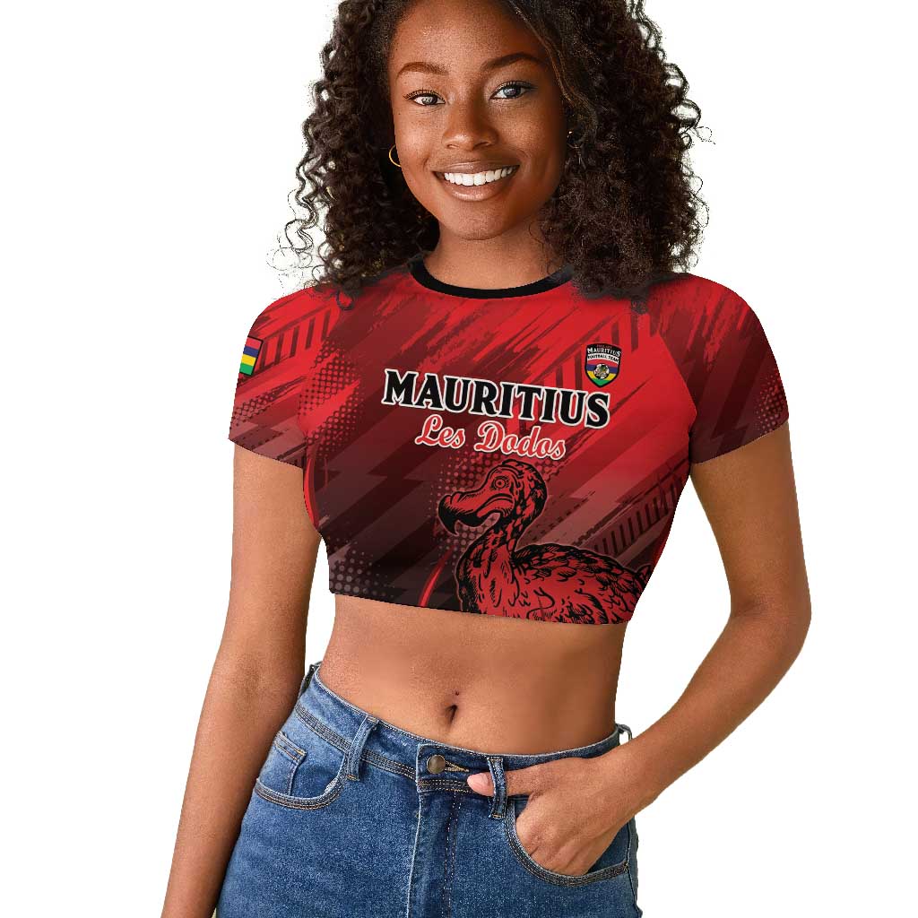 Personalised Mauritius Football Raglan Cropped T shirt Go Les Dodos Go