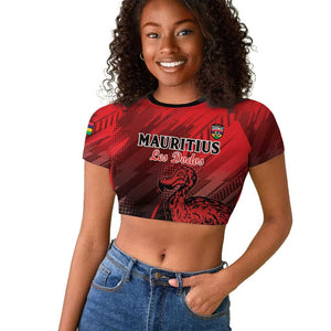 Personalised Mauritius Football Raglan Cropped T shirt Go Les Dodos Go