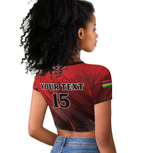 Personalised Mauritius Football Raglan Cropped T shirt Go Les Dodos Go