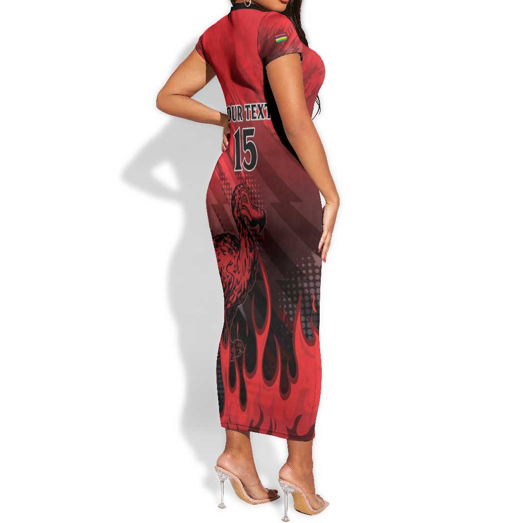 Personalised Mauritius Football Short Sleeve Bodycon Dress Go Les Dodos Go LT15