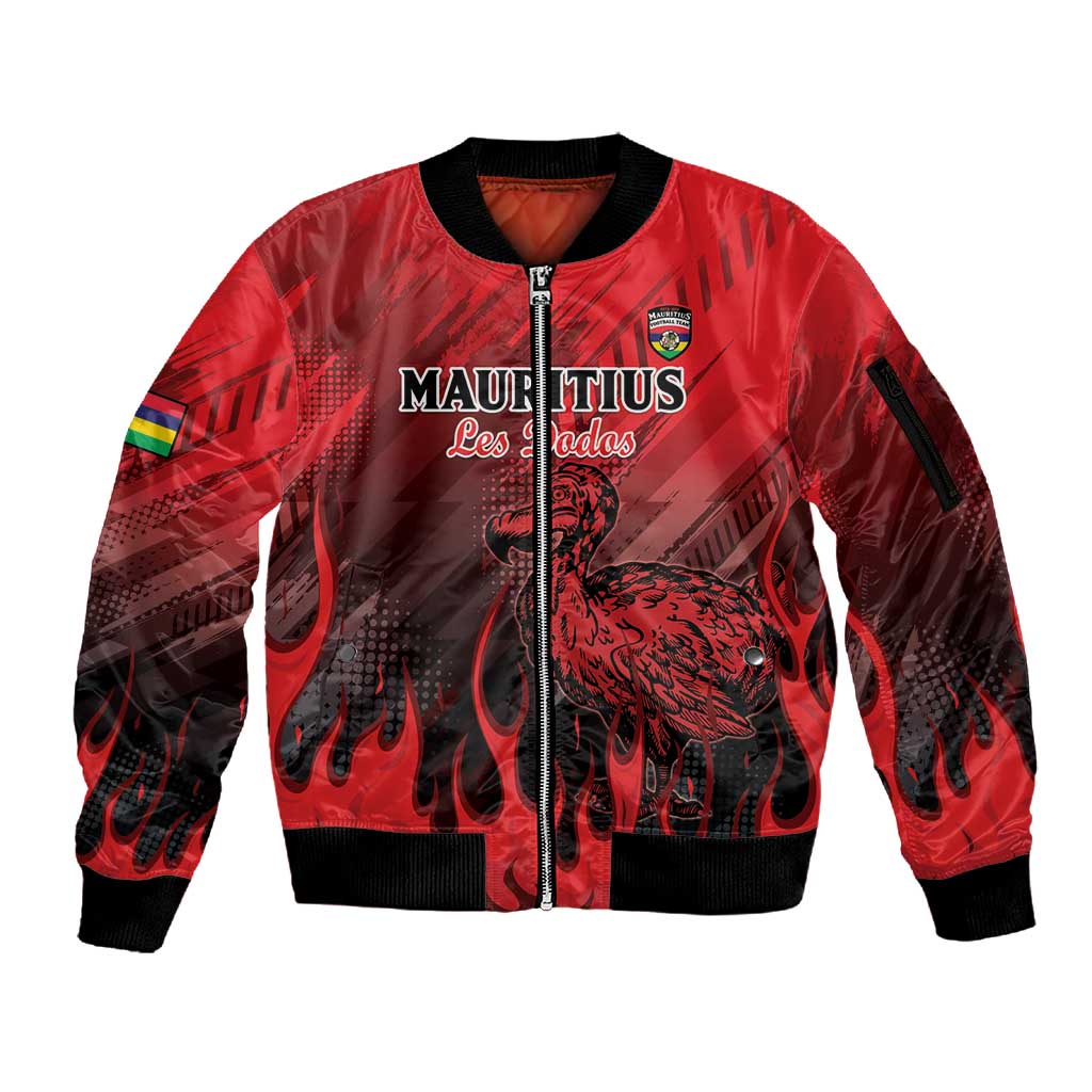 Personalised Mauritius Football Sleeve Zip Bomber Jacket Go Les Dodos Go