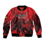Personalised Mauritius Football Sleeve Zip Bomber Jacket Go Les Dodos Go