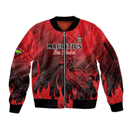 Personalised Mauritius Football Sleeve Zip Bomber Jacket Go Les Dodos Go