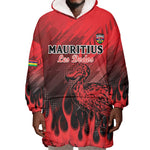 Personalised Mauritius Football Wearable Blanket Hoodie Go Les Dodos Go