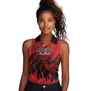 Personalised Mauritius Football Women Sleeveless Polo Shirt Go Les Dodos Go