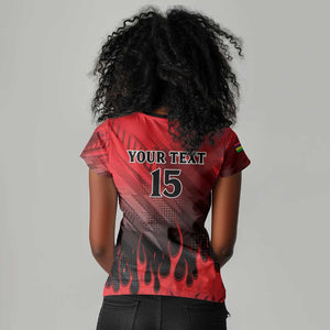 Personalised Mauritius Football Women V-Neck T-Shirt Go Les Dodos Go