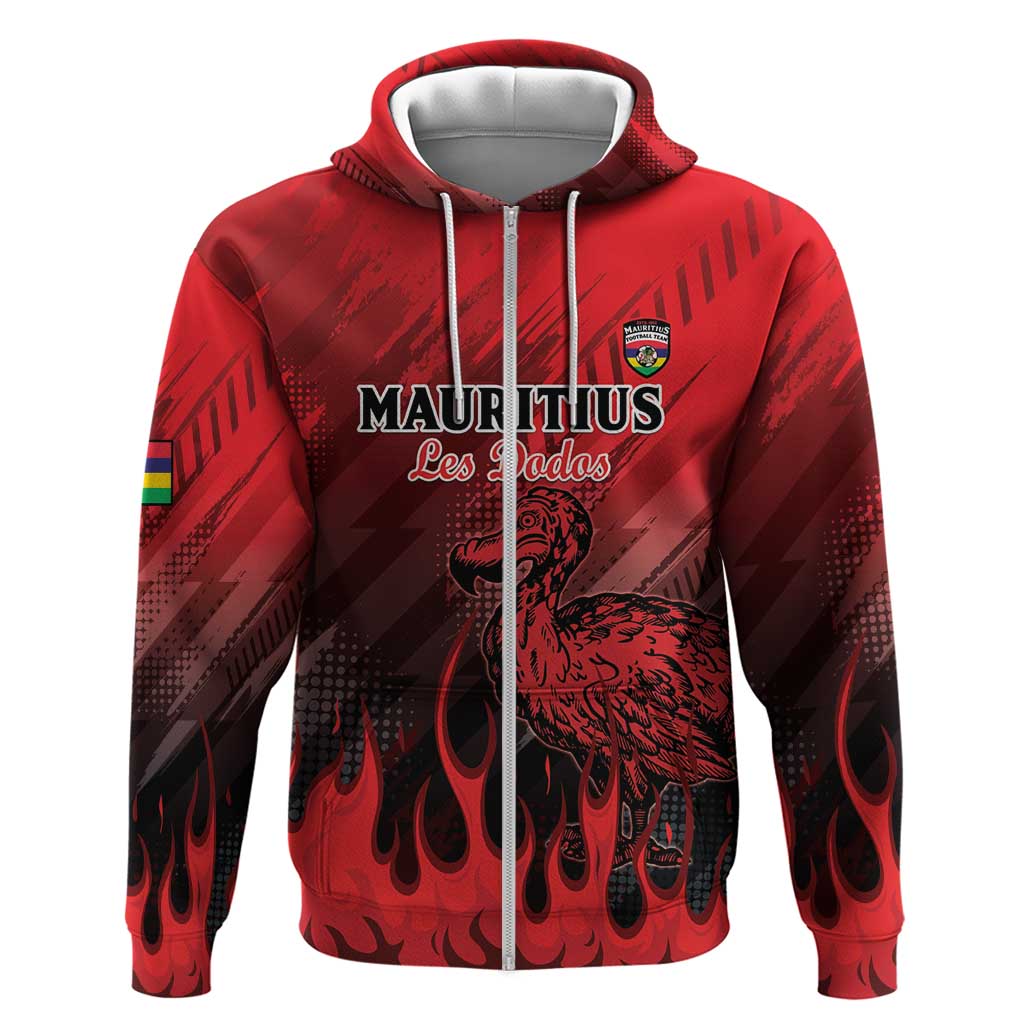 Personalised Mauritius Football Zip Hoodie Go Les Dodos Go