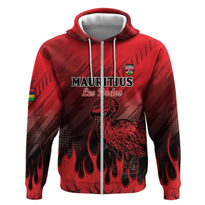 Personalised Mauritius Football Zip Hoodie Go Les Dodos Go