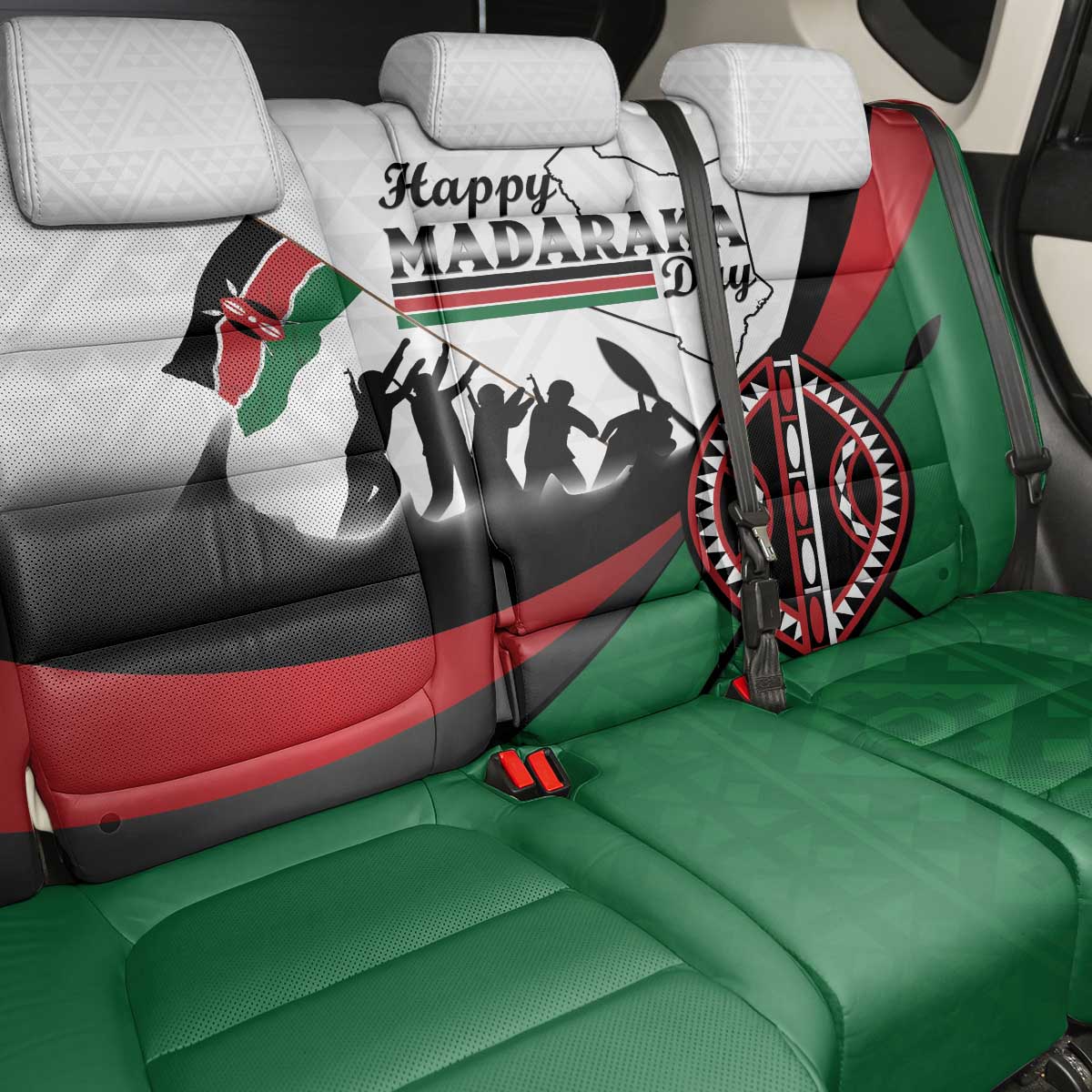 Kenya Back Car Seat Cover Madaraka Day - Maasai Shield