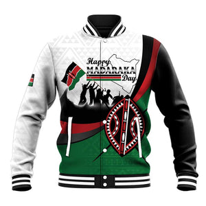 Personalised Kenya Baseball Jacket Madaraka Day - Maasai Shield