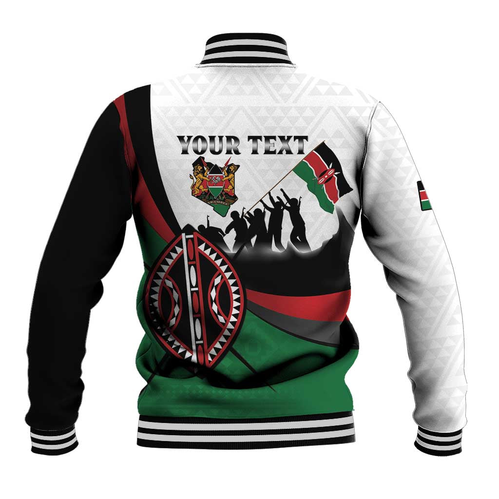 Personalised Kenya Baseball Jacket Madaraka Day - Maasai Shield