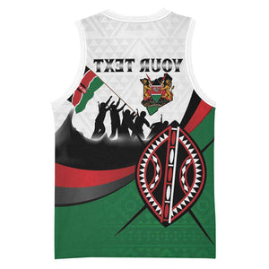 Personalised Kenya Basketball Jersey Madaraka Day - Maasai Shield - African Pride
